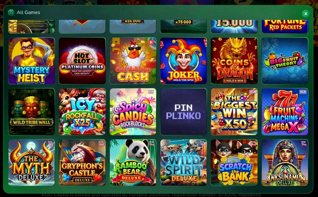Игровой интерфейс казино Вега